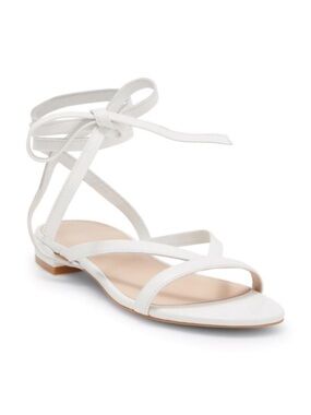 Stuart Weitzman Anita Lace Up Sandal White Women's Flat Sandals Gladiator Sandal